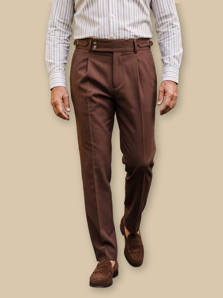 Grayson trousers in Dark Brown, studio - Gentlemens Manor