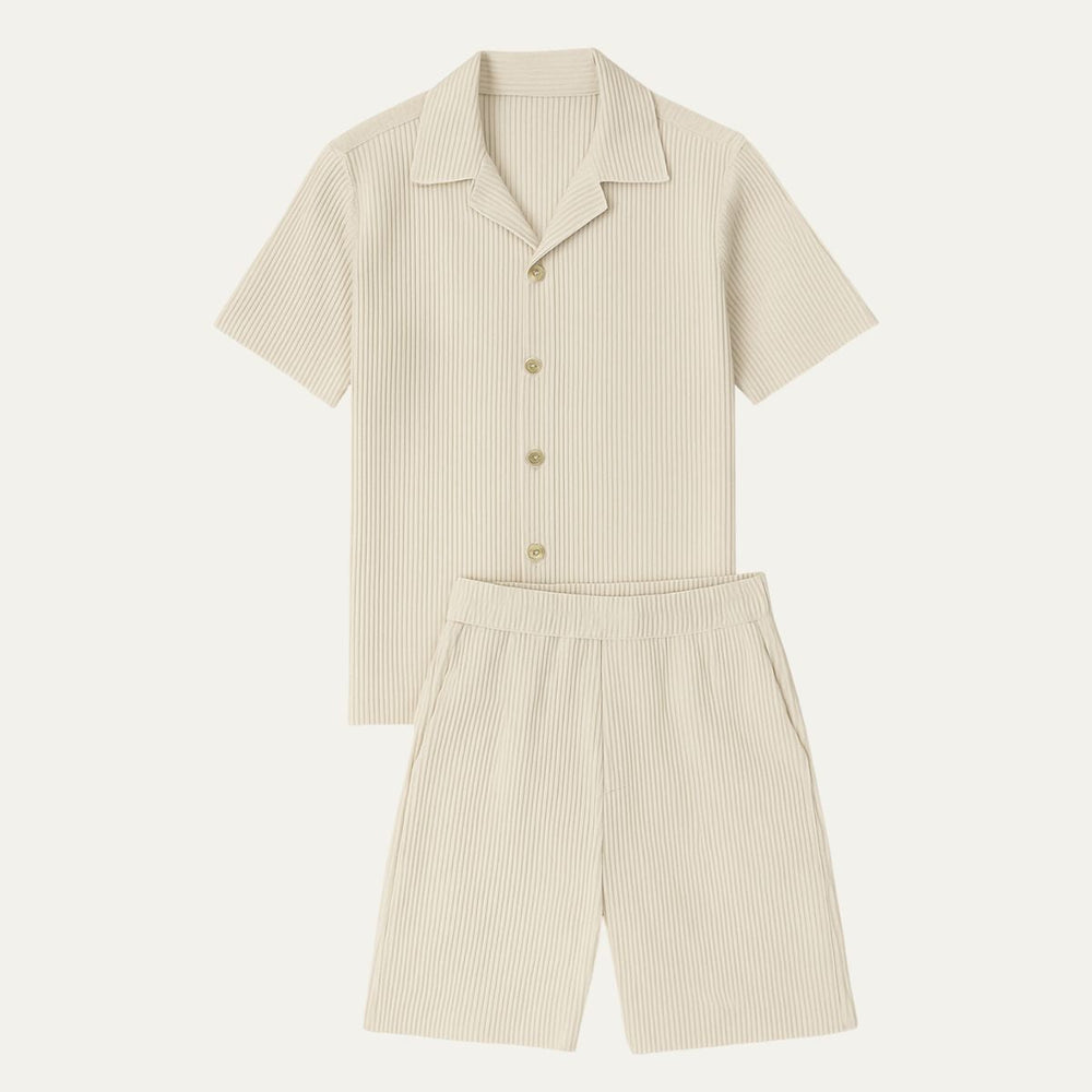 Grover two piece set in Beige, product flat lay - Gentlemens Manor