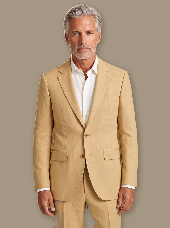 Guy two piece set in Sand, worn by a model on a warm taupe studio background - Gentlemens Manor