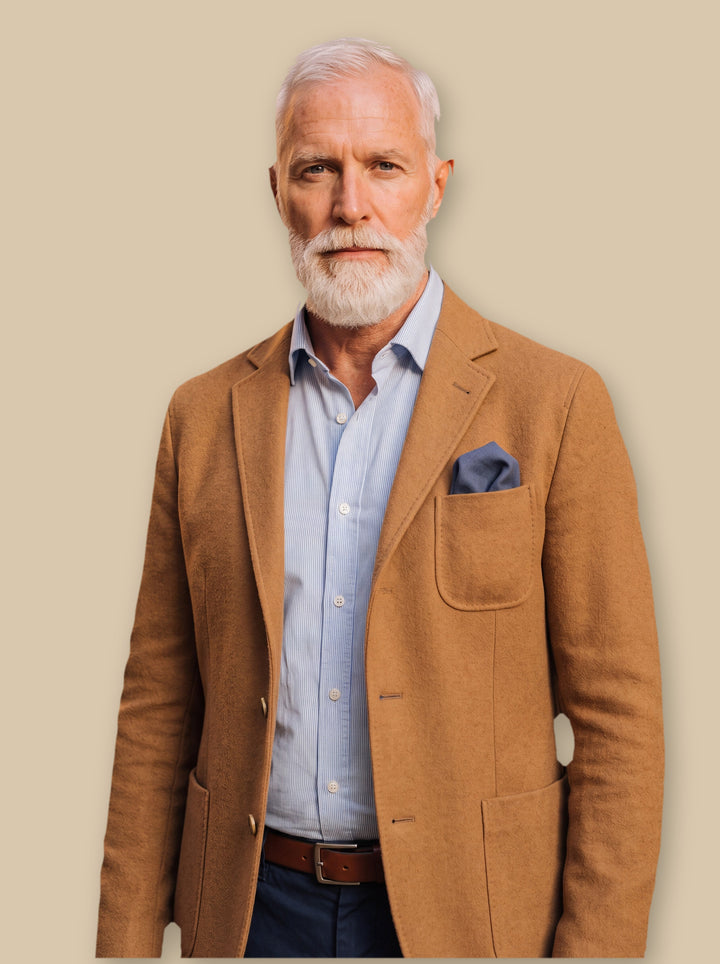 Hadley blazer suit in Sand, studio - Gentlemens Manor