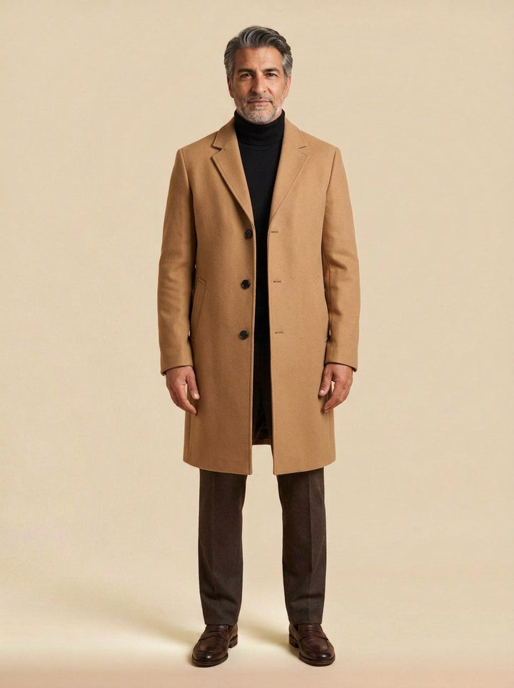 Halden overcoat in Camel, studio, Gentlemens Manor