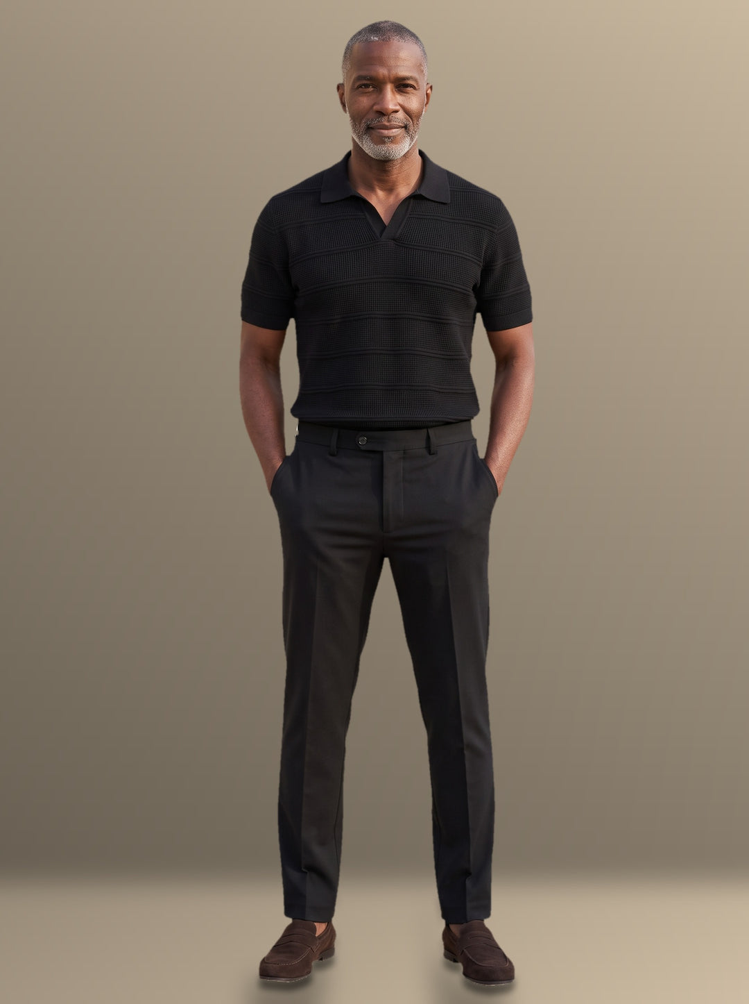Halstead polo and trousers set in Black, studio, Gentlemens Manor