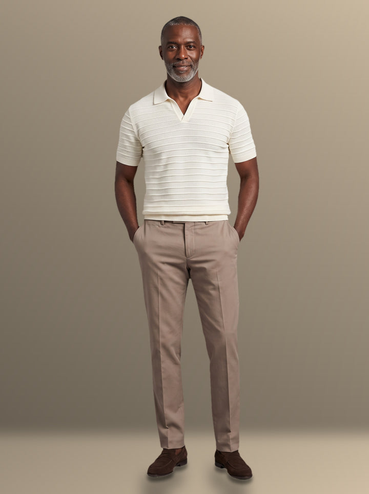 Halstead polo and trousers set in Cream, studio, Gentlemens Manor