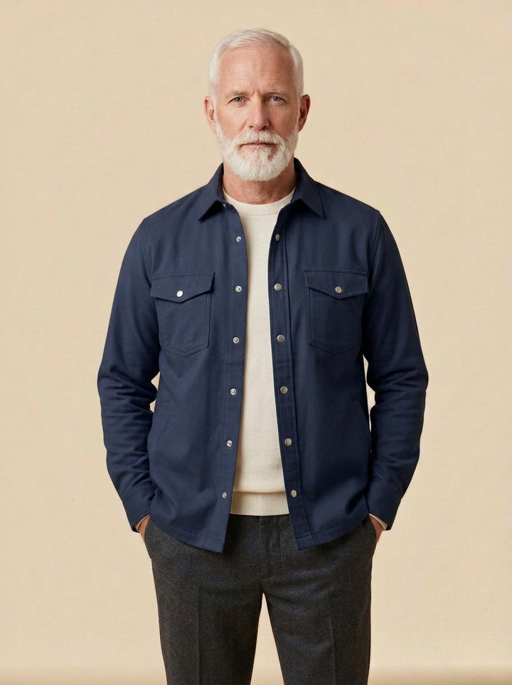 Hamlin overshirt in Navy, studio, Gentlemens Manor