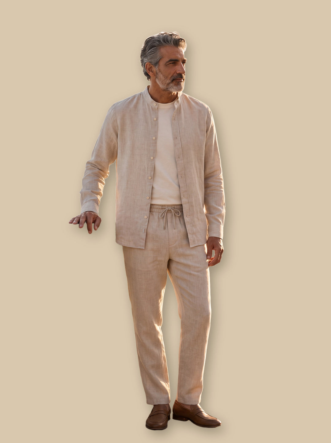 Harold two piece set in Beige, studio - Gentlemens Manor