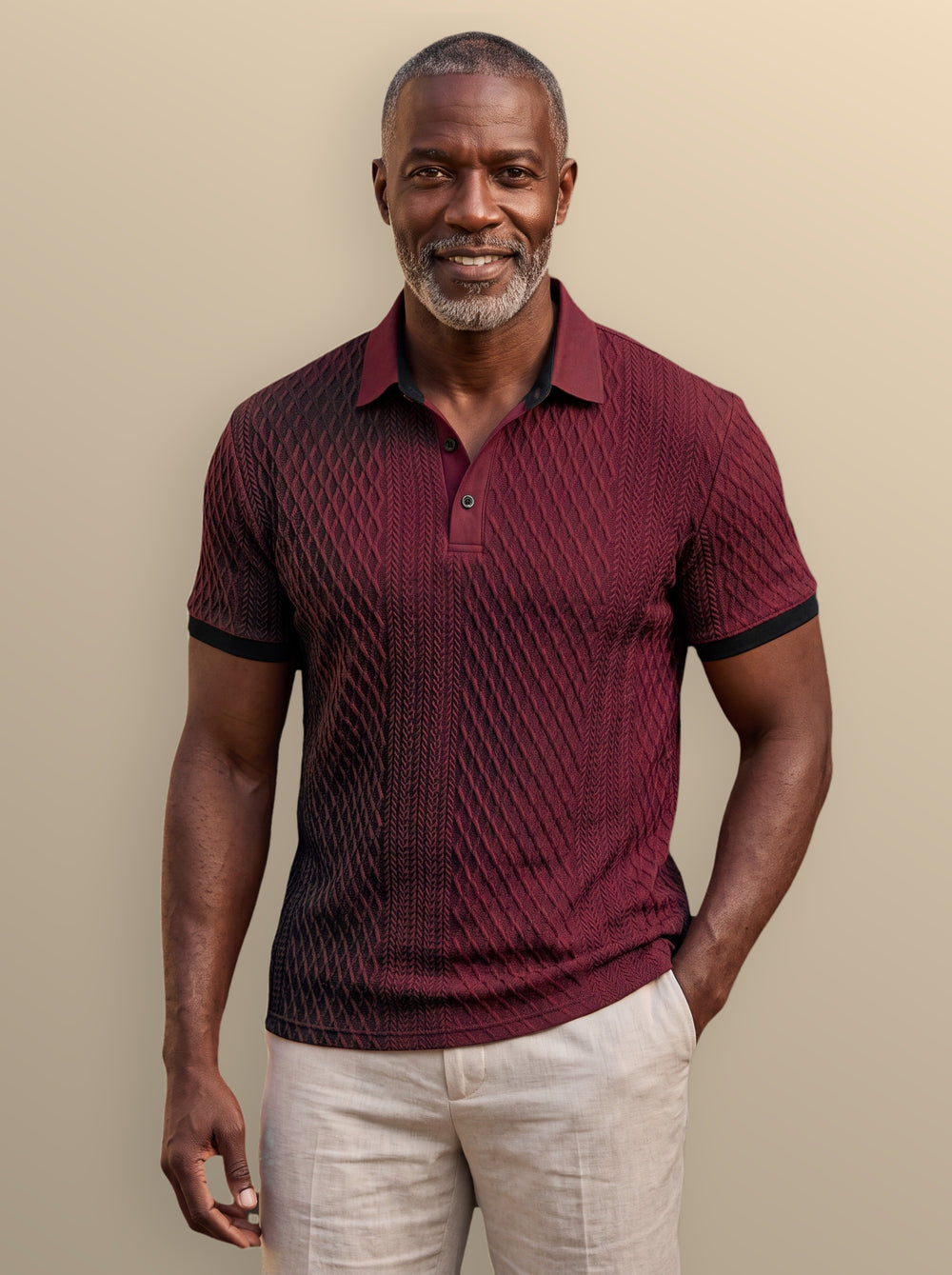 Harrison polo shirt in Burgundy, studio - Gentlemens Manor