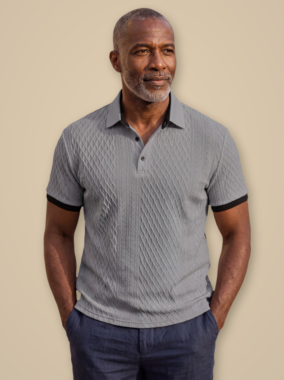 Harrison polo shirt in Grey, studio - Gentlemens Manor