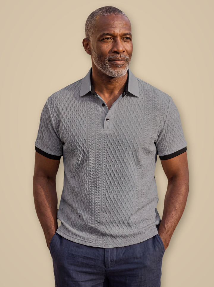 Harrison polo shirt in Grey, studio - Gentlemens Manor