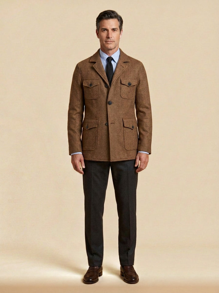 Hartwell field jacket in Brown, studio, Gentlemens Manor