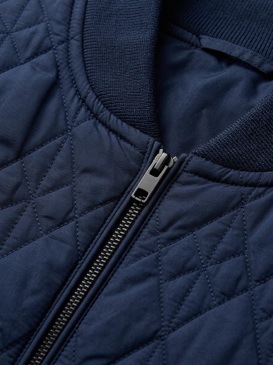 Haskell quilted bomber jacket, fabric close up, Gentlemens Manor