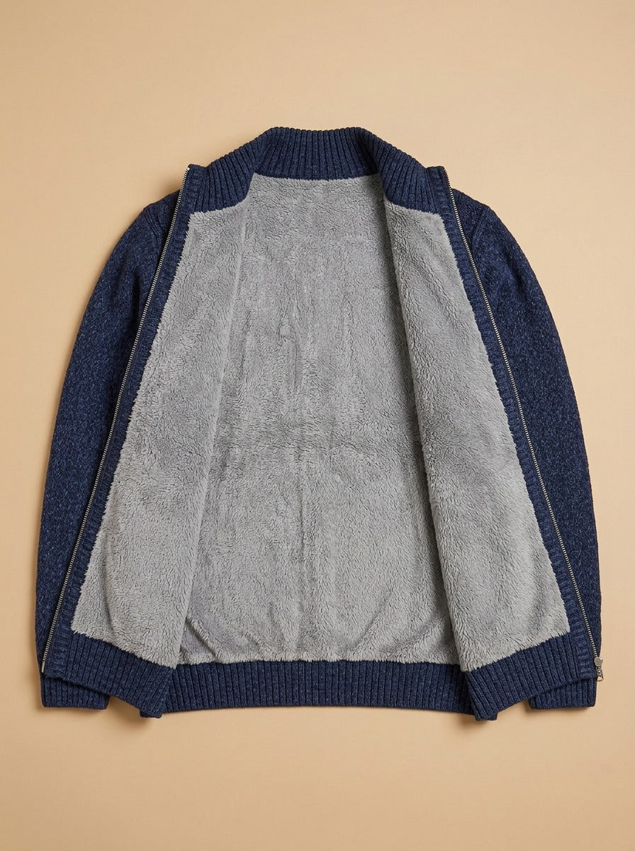 Hawley cardigan in Navy, inside view, Gentlemens Manor