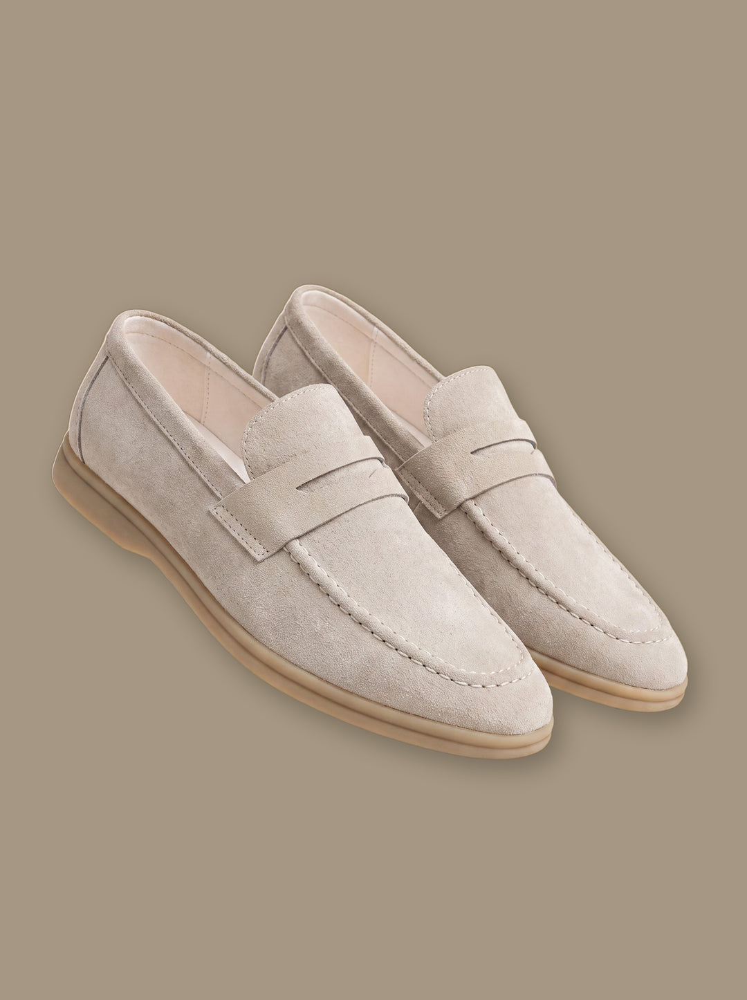 Hiram loafers in White, on a warm taupe studio background - Gentlemens Manor