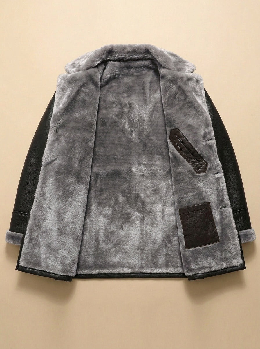 Hobart leather look car coat in Black, inside view, Gentlemens Manor