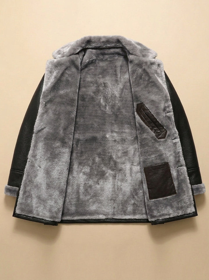 Hobart leather look car coat in Black, inside view, Gentlemens Manor