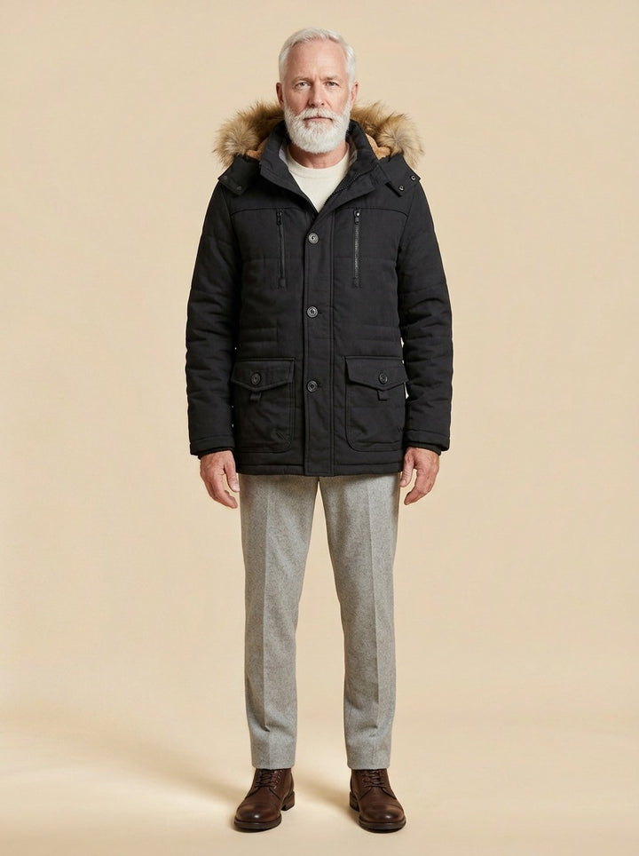 Holden winter parka in Black, studio, Gentlemens Manor