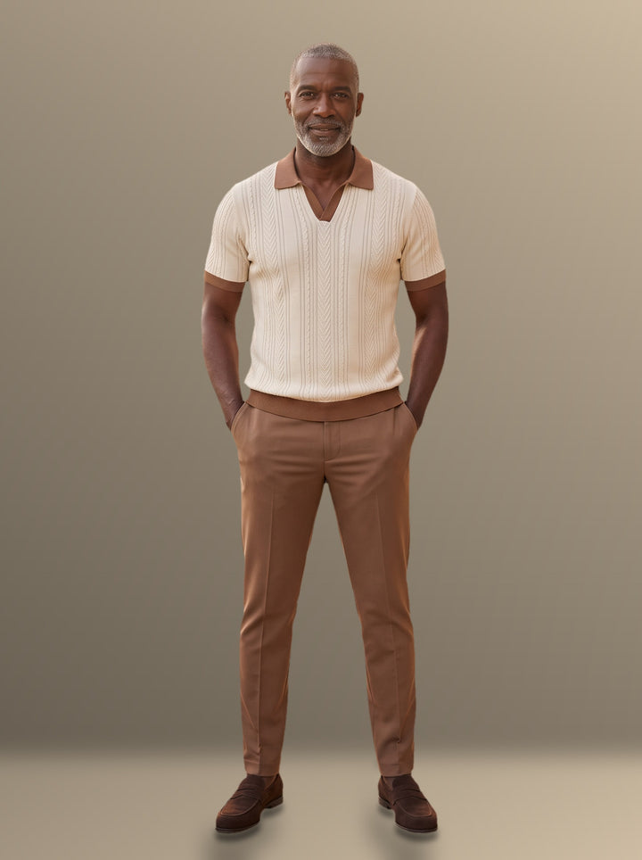 Hollis two piece set in Beige, studio, Gentlemens Manor