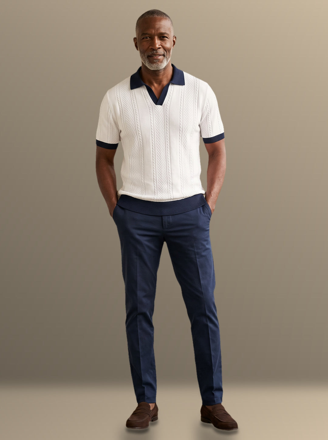 Hollis two piece set in White, studio, Gentlemens Manor