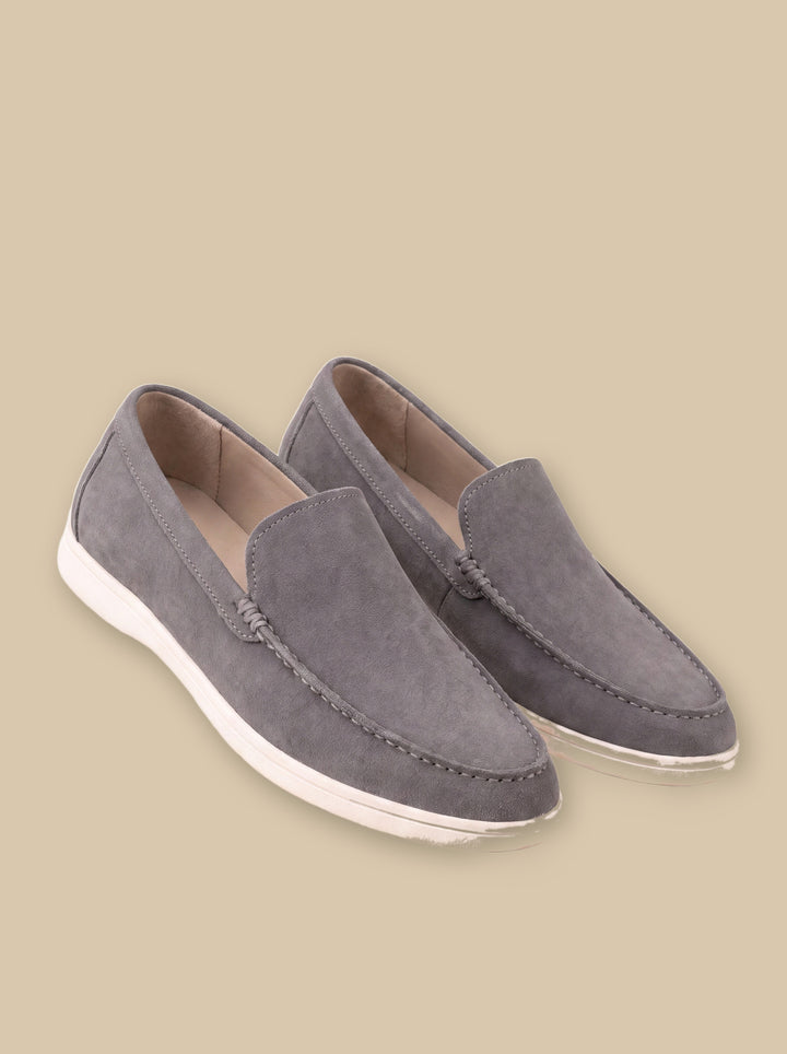 Howard shoes in Charcoal, on a warm sand studio background - Gentlemens Manor