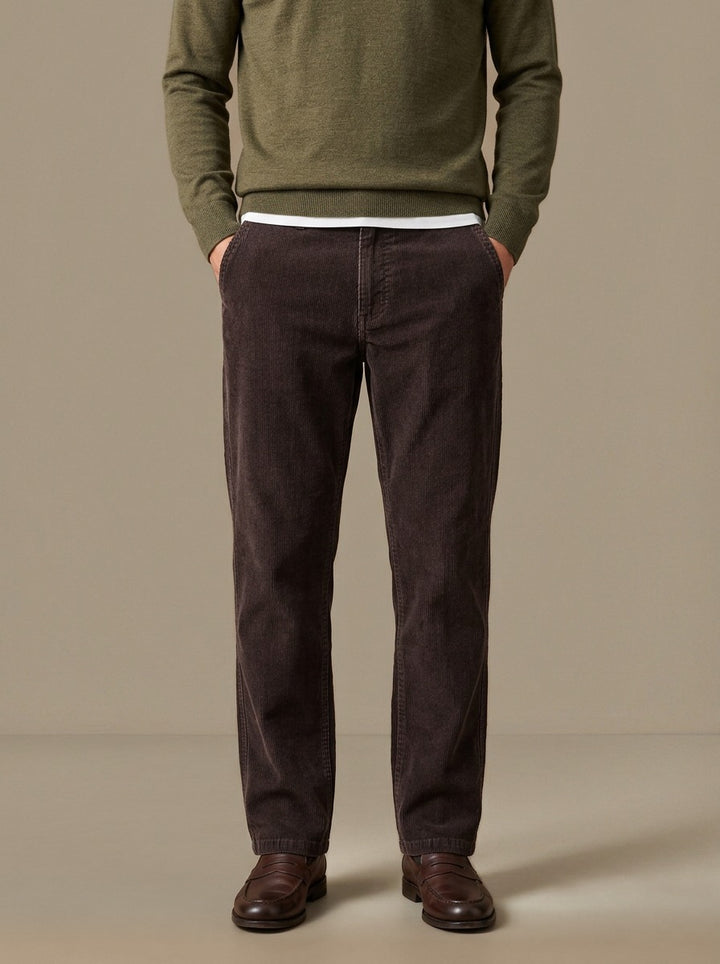 Howell wide wale corduroy pants in Brown, studio, Gentlemens Manor