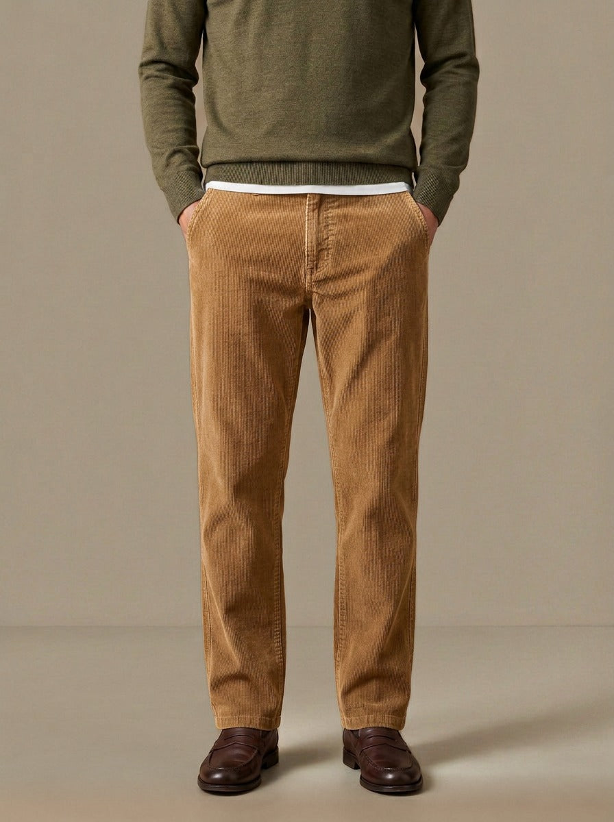 Howell wide wale corduroy pants in Camel, studio, Gentlemens Manor