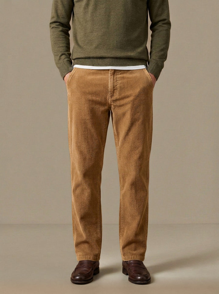 Howell wide wale corduroy pants in Camel, studio, Gentlemens Manor