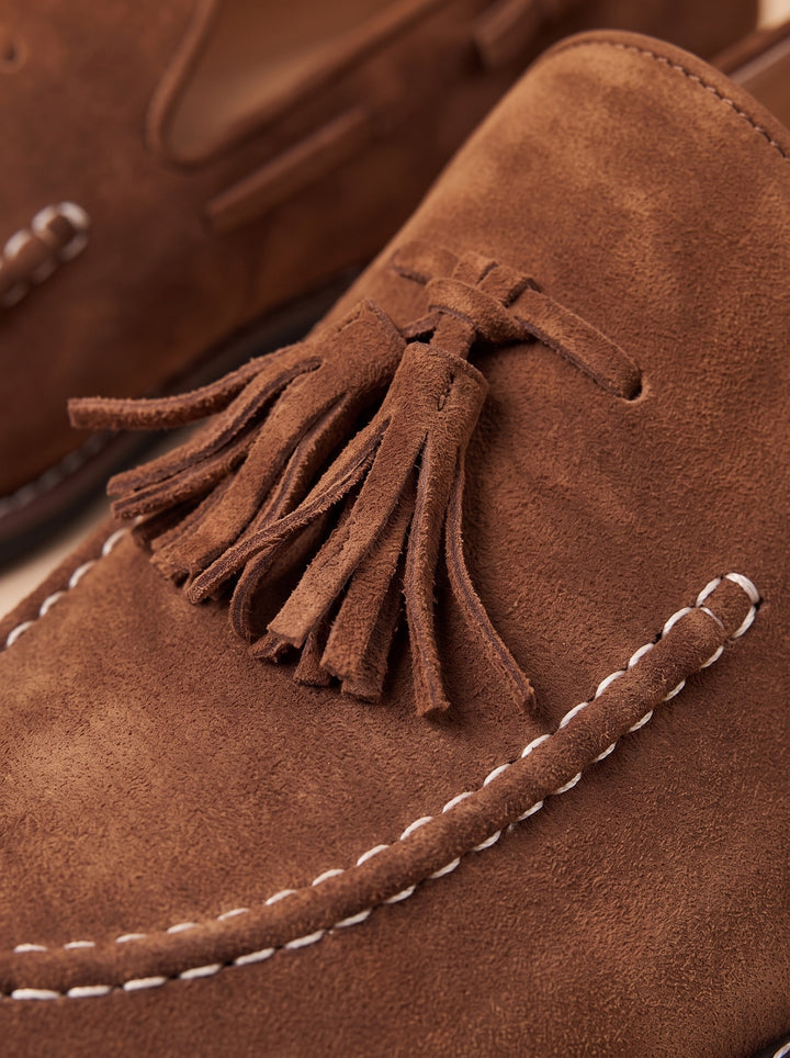 Hunter loafers in Brown, tassel and stitching detail - Gentlemens Manor