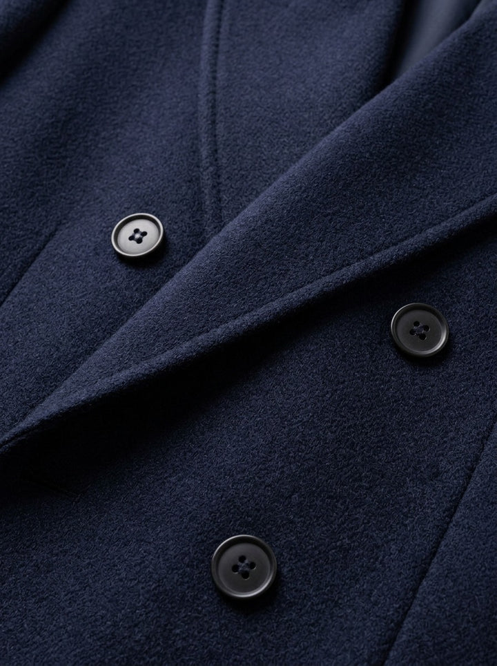 Huntington double breasted peak lapel overcoat, fabric close up, Gentlemens Manor