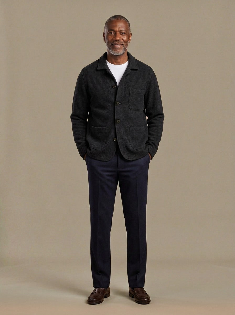 Hutton knit cardigan jacket in Black, studio, Gentlemens Manor