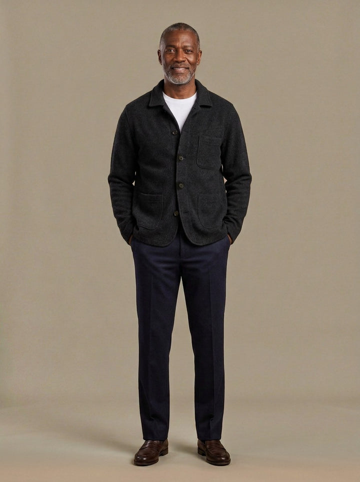 Hutton knit cardigan jacket in Black, studio, Gentlemens Manor