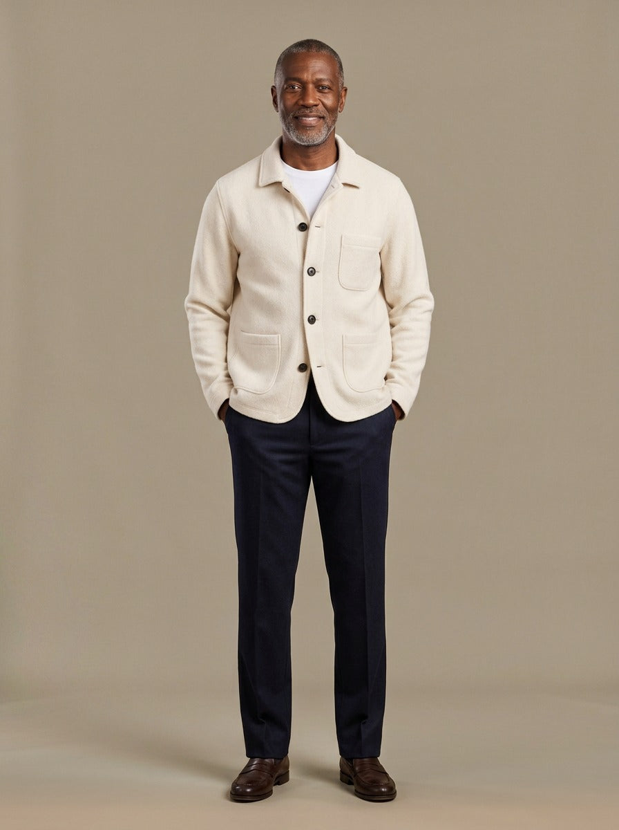 Hutton knit cardigan jacket in Cream, studio, Gentlemens Manor
