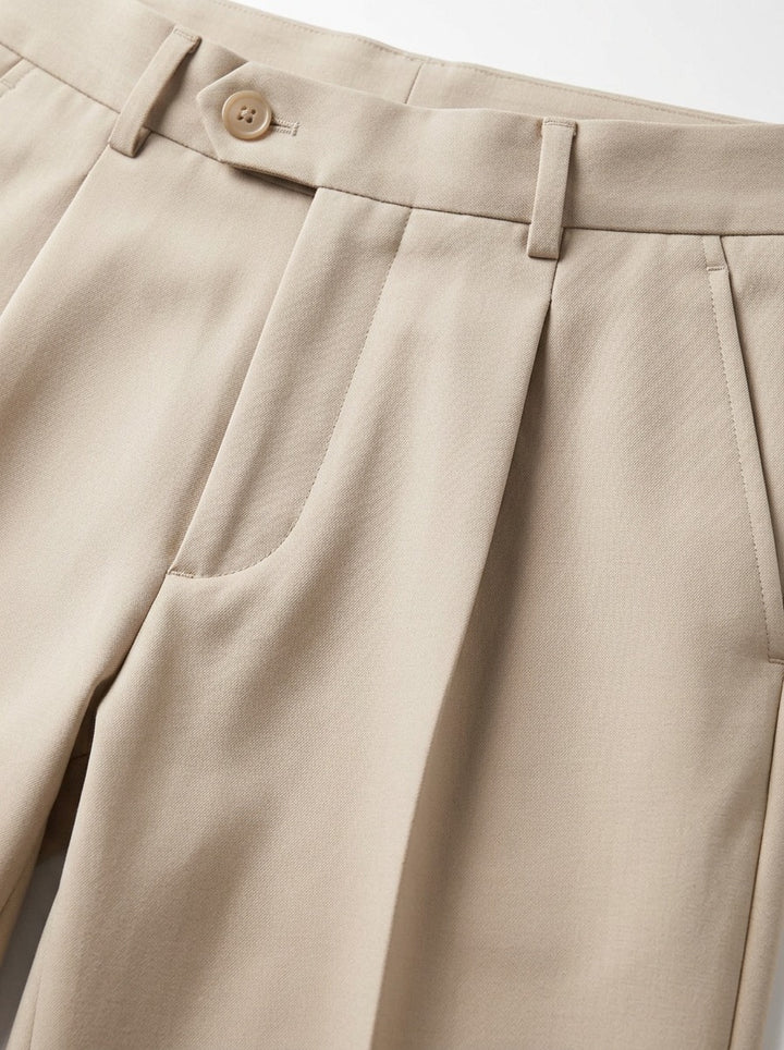 Huxley high waist pleated trousers, fabric close up, Gentlemens Manor