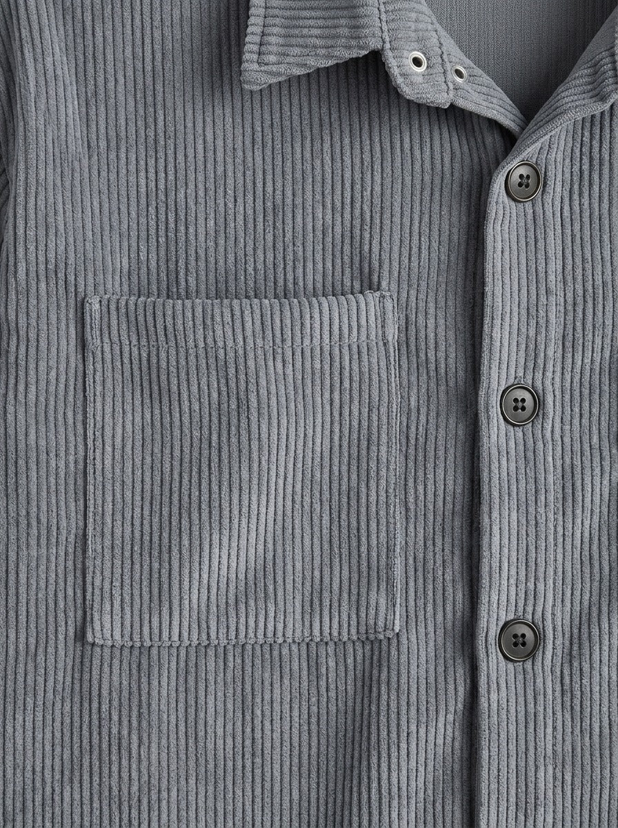 Ingleby square pocket corduroy shirt jacket, fabric close up, Gentlemens Manor
