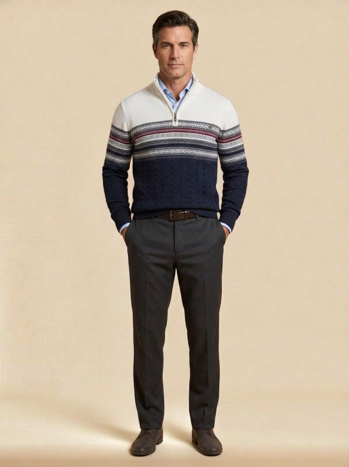 Ingram fair isle sweater in Blue, studio, Gentlemens Manor