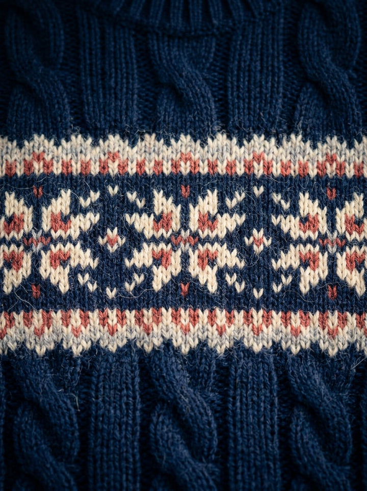 Ingram fair isle sweater, fabric close up, Gentlemens Manor
