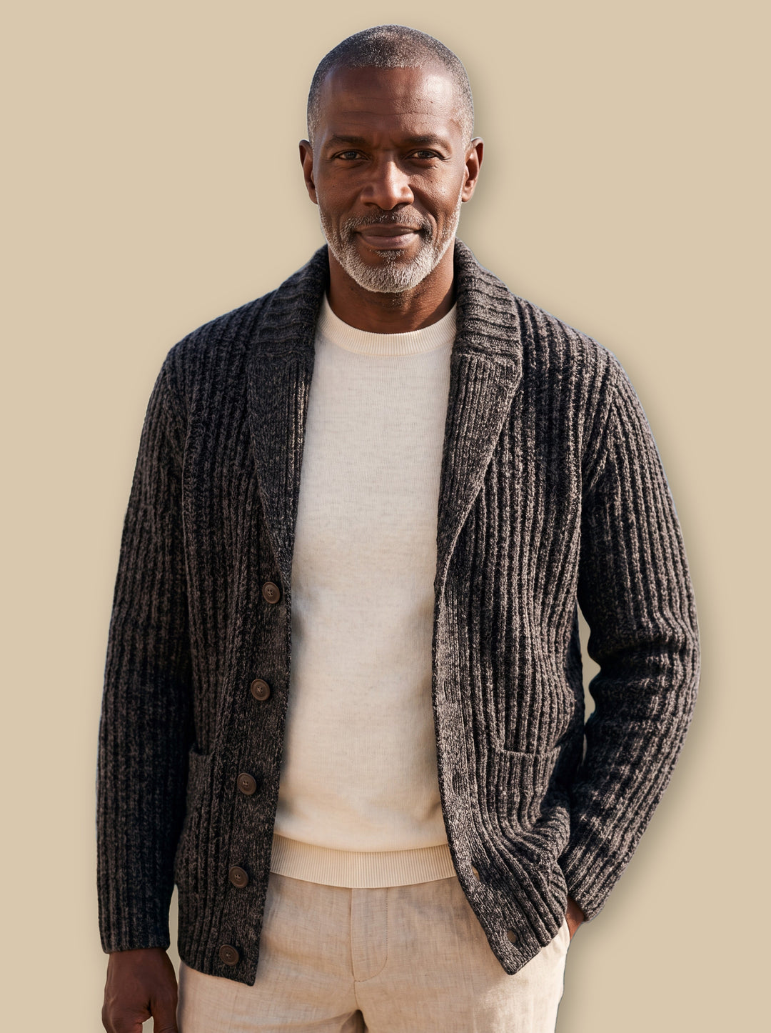 Irving knit sweater in Charcoal, studio - Gentlemens Manor