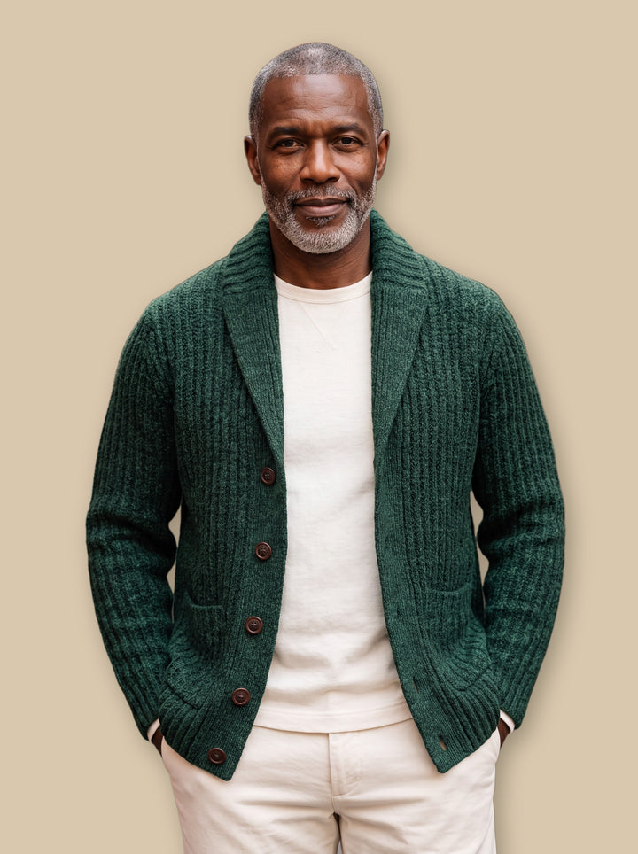 Irving knit sweater in Green, studio - Gentlemens Manor