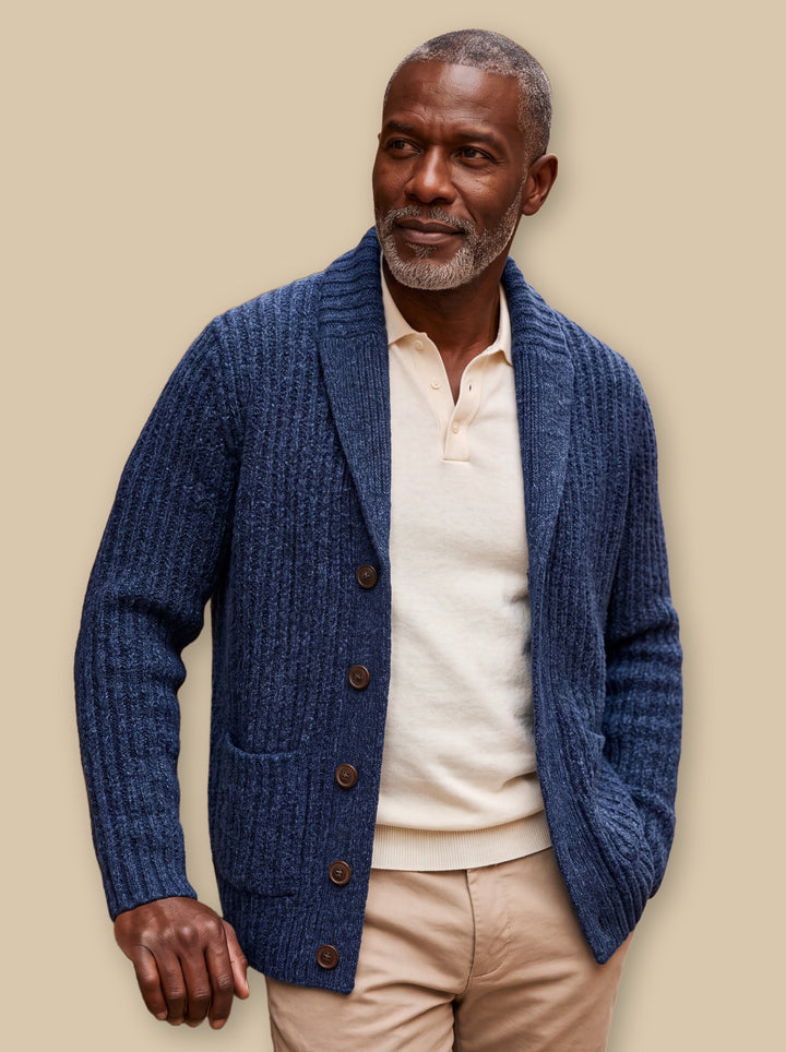 Irving knit sweater in Navy, studio - Gentlemens Manor