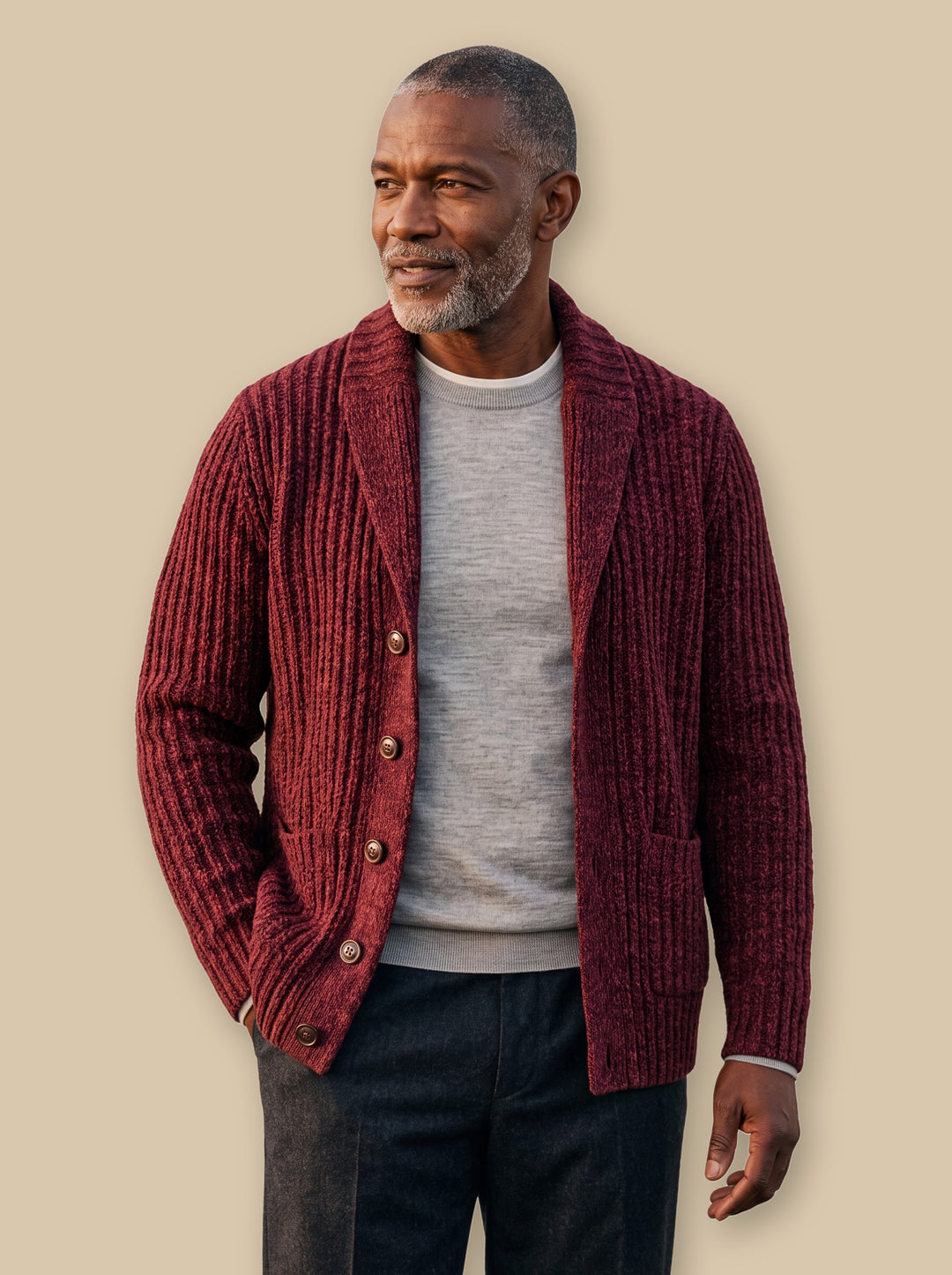 Irving knit sweater in Red, studio - Gentlemens Manor
