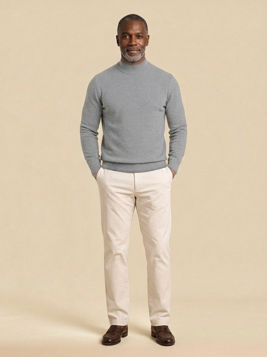 Jefferson fine knit mock neck sweater in Grey, studio, Gentlemens Manor