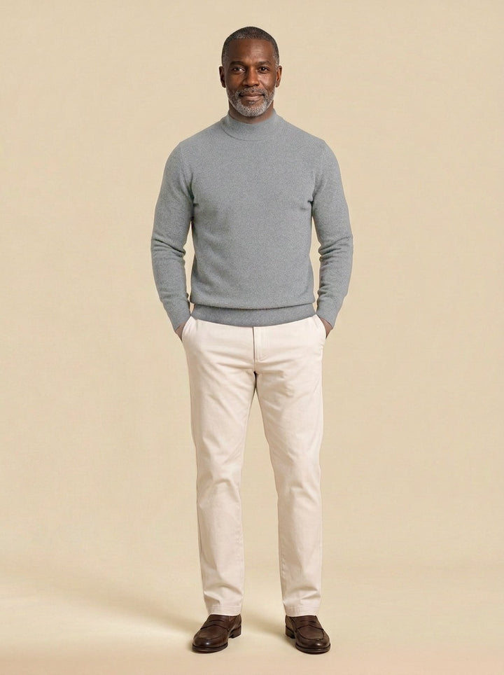 Jefferson fine knit mock neck sweater in Grey, studio, Gentlemens Manor