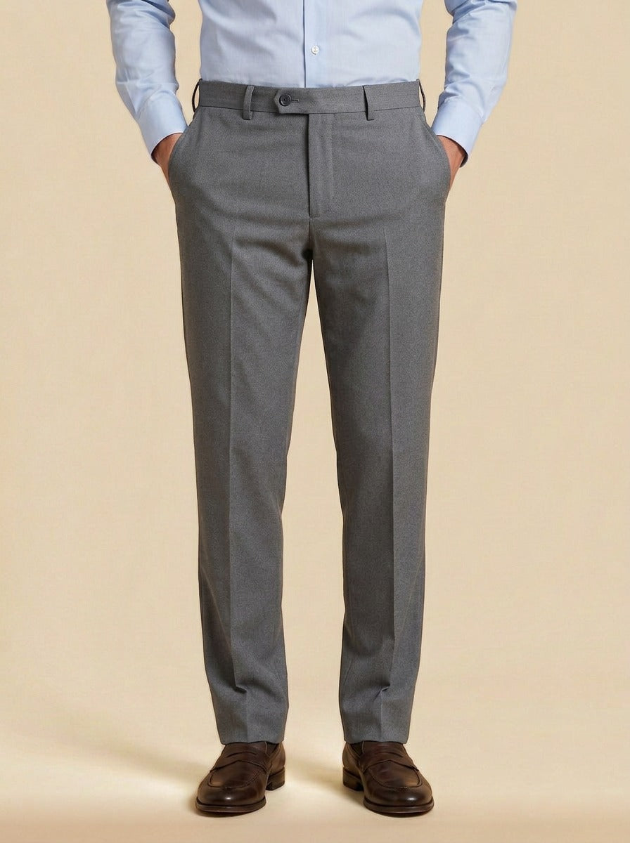 Jennings flat front button tab dress pants in Grey, studio, Gentlemens Manor