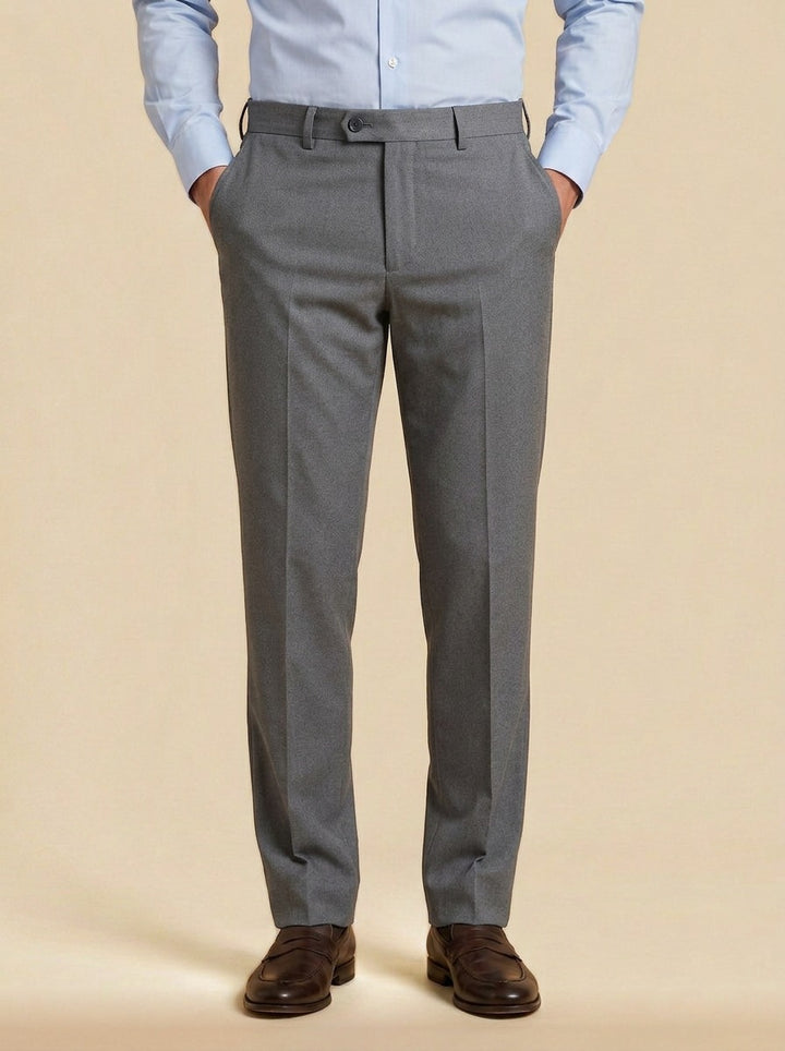 Jennings flat front button tab dress pants in Grey, studio, Gentlemens Manor