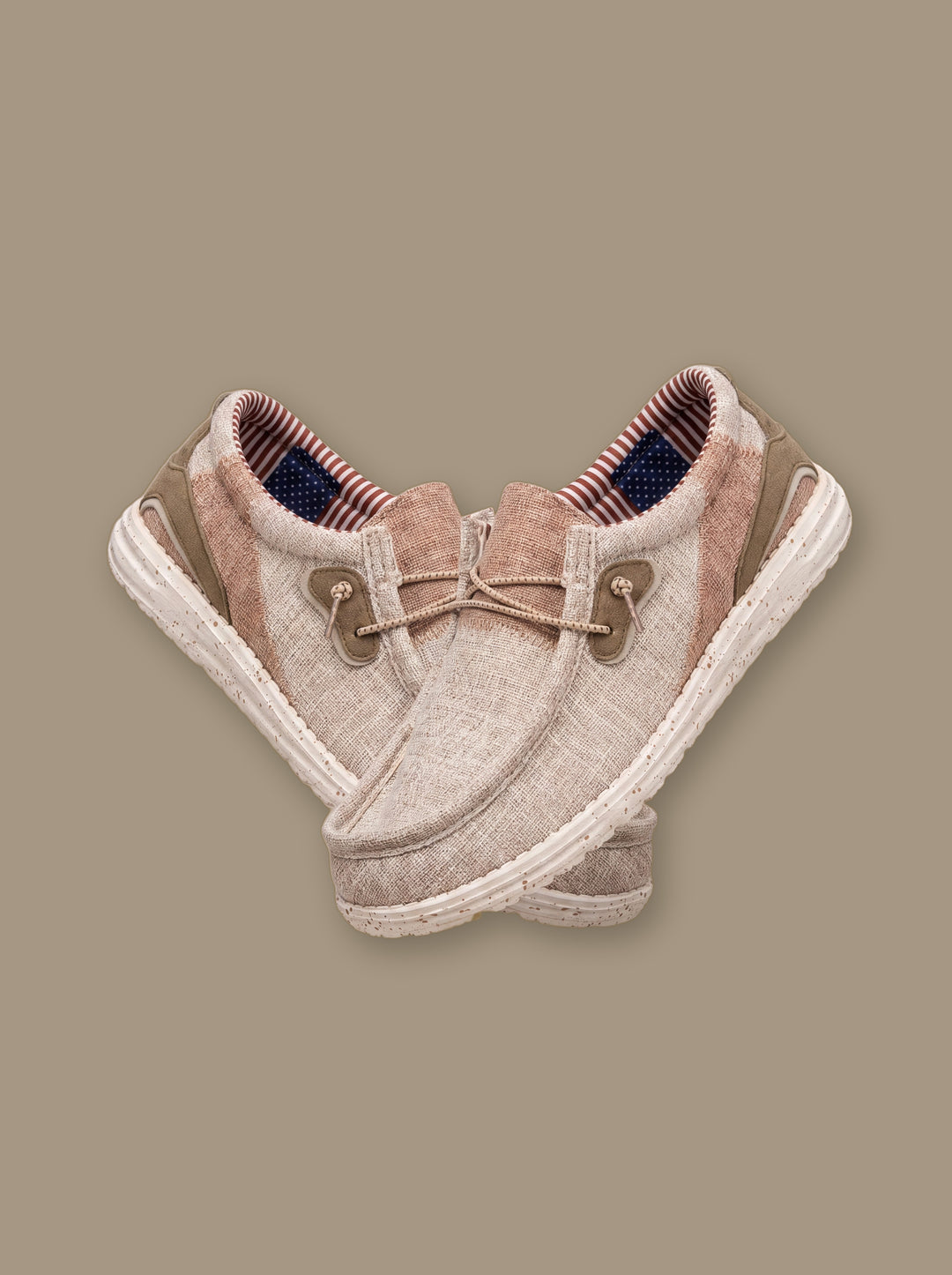 Josiah loafers in Beige, on a warm taupe studio background - Gentlemens Manor