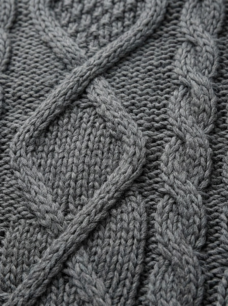 Keating chunky cable turtleneck sweater, fabric close up, Gentlemens Manor