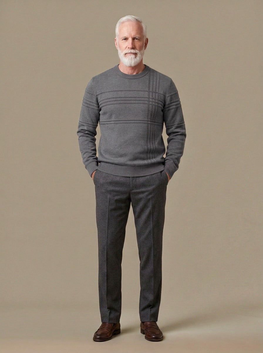 Kenyon crew neck sweater in Grey, studio, Gentlemens Manor