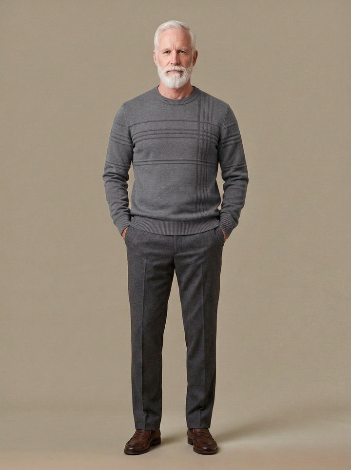 Kenyon crew neck sweater in Grey, studio, Gentlemens Manor