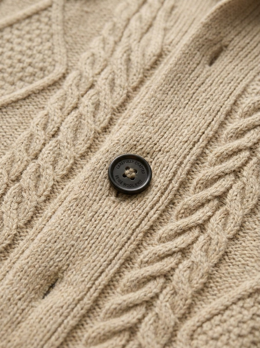 Kimball cable knit cardigan, fabric close up, Gentlemens Manor