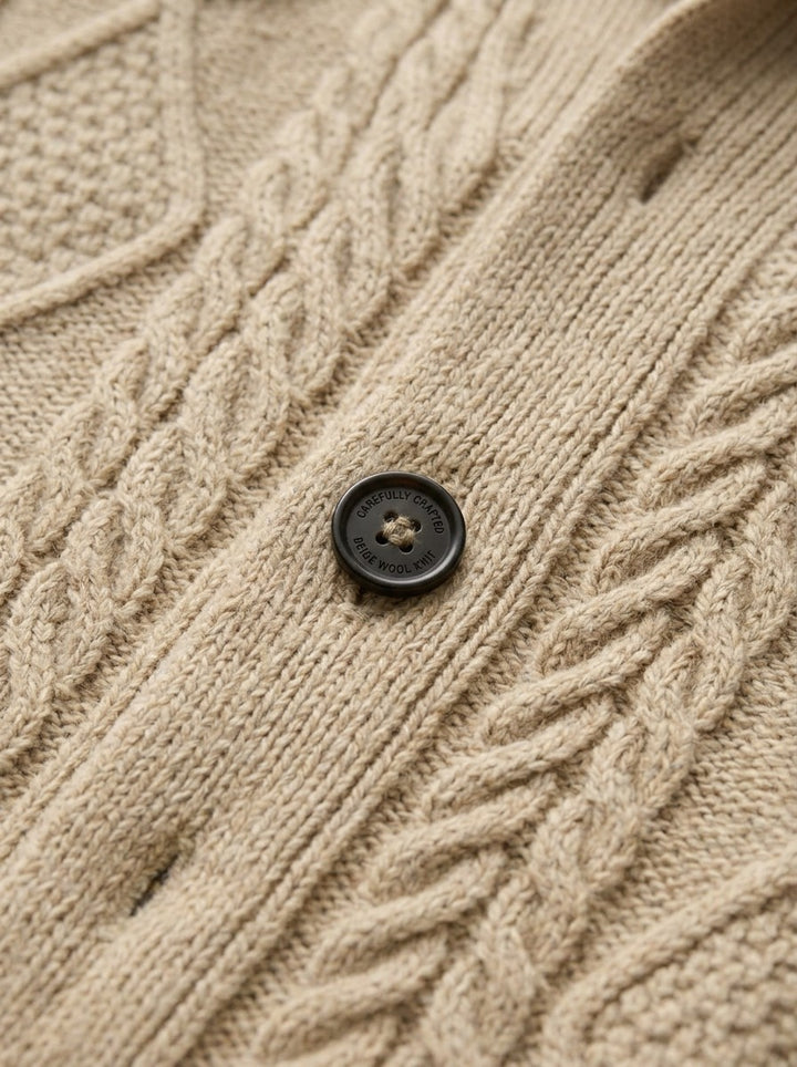 Kimball cable knit cardigan, fabric close up, Gentlemens Manor