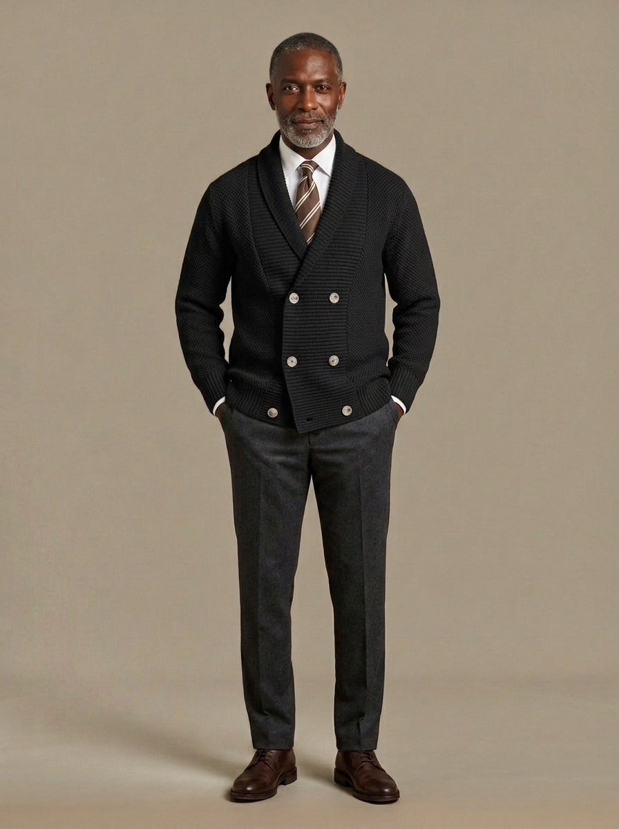 Kingsbury cardigan in Black, studio, Gentlemens Manor