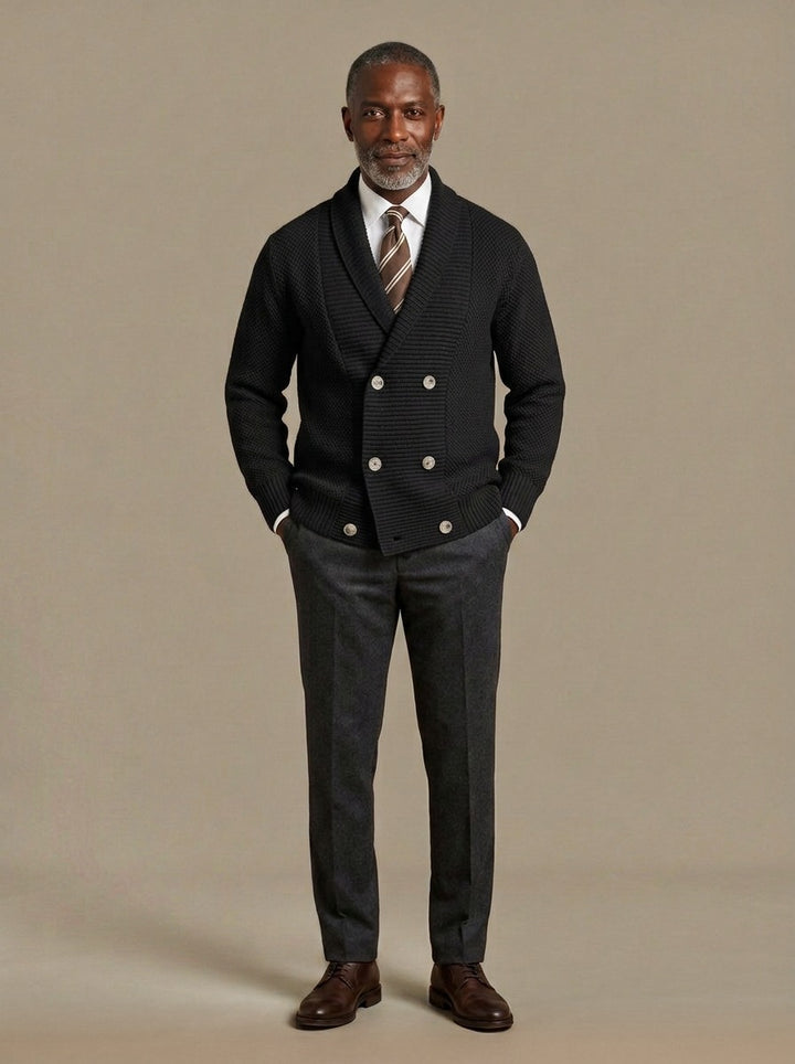 Kingsbury cardigan in Black, studio, Gentlemens Manor